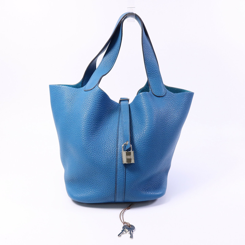 HERMES Clemence皮革Picotin MM手挽袋Bleu Izmir-8