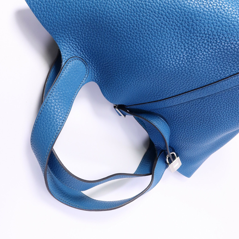 HERMES Clemence皮革Picotin MM手挽袋Bleu Izmir-9