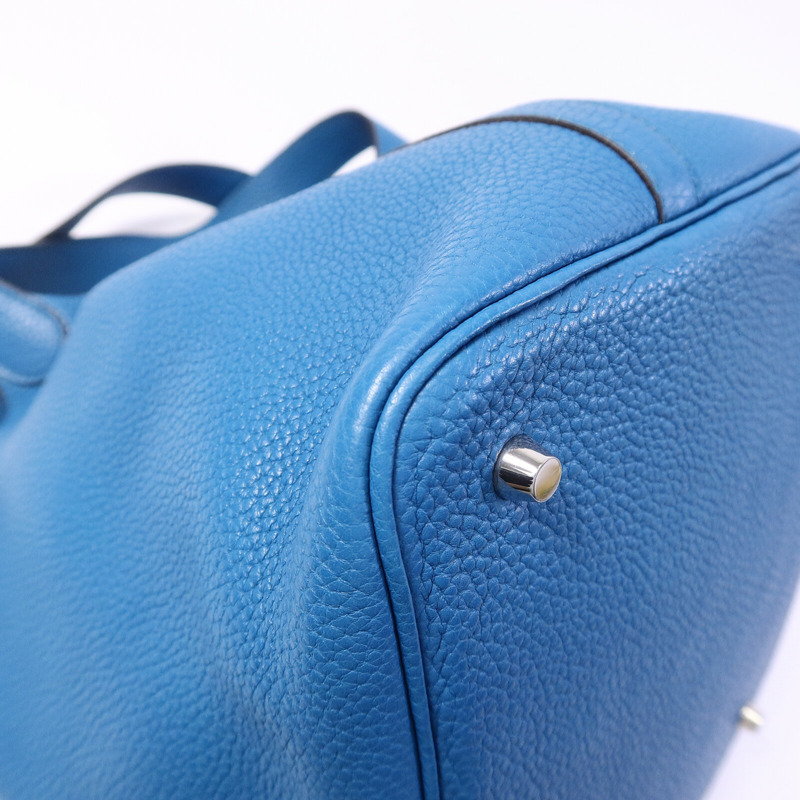 HERMES Clemence皮革Picotin MM手挽袋Bleu Izmir-11