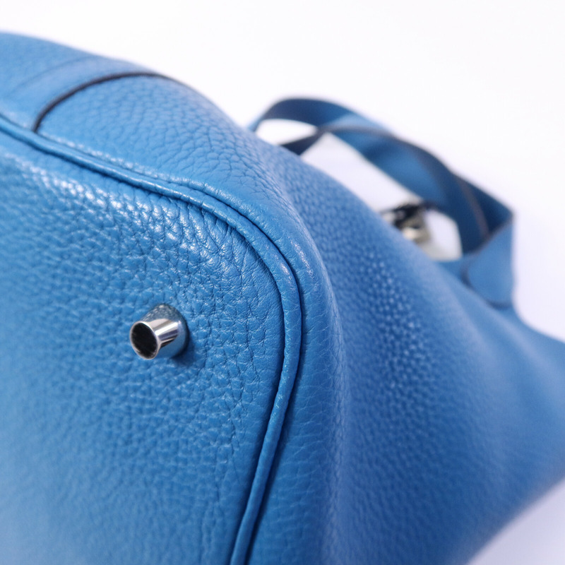 HERMES Clemence皮革Picotin MM手挽袋Bleu Izmir-12