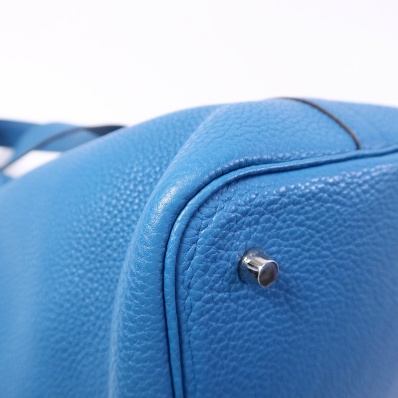 HERMES Clemence皮革Picotin MM手挽袋Bleu Izmir-13