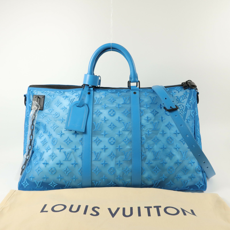 LOUIS VUITTON Monogram Mesh Keepall Triangle Bandouliere 50手挽肩背兩用袋-9