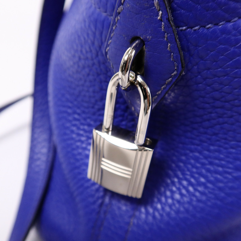 HERMES Togo皮革Bolide 31手挽肩背兩用袋Bleu Electrique-6