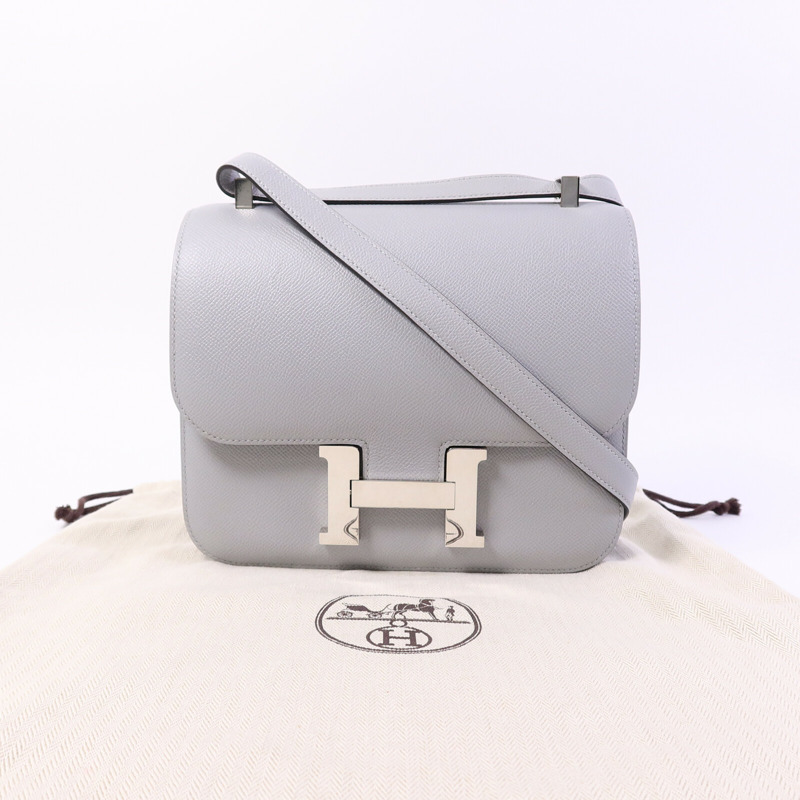 HERMES Epsom皮革Constance 24肩背袋Gris Mouette-9