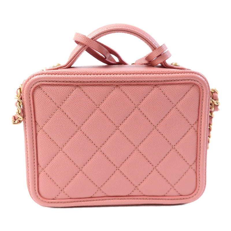 CHANEL 牛皮皮革Vanity Case 17cm鏈帶手挽肩背兩用袋-1