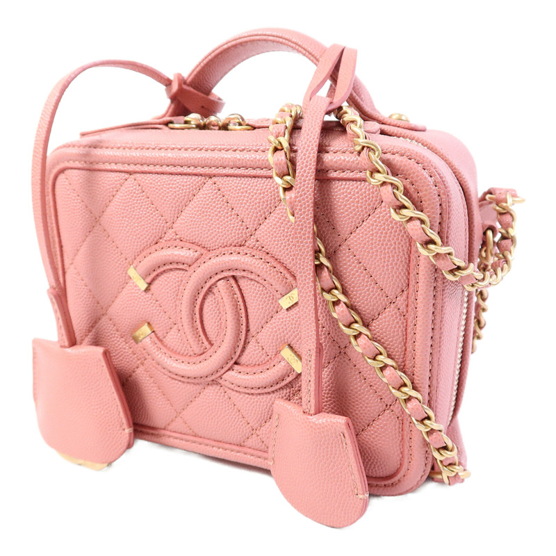 CHANEL 牛皮皮革Vanity Case 17cm鏈帶手挽肩背兩用袋-2