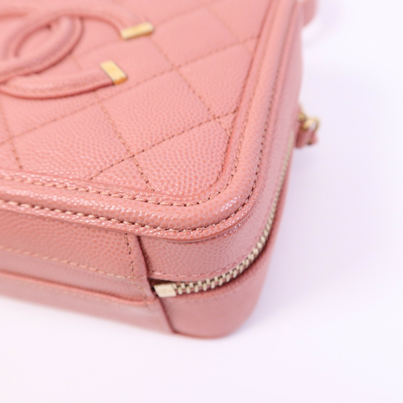 CHANEL 牛皮皮革Vanity Case 17cm鏈帶手挽肩背兩用袋-10