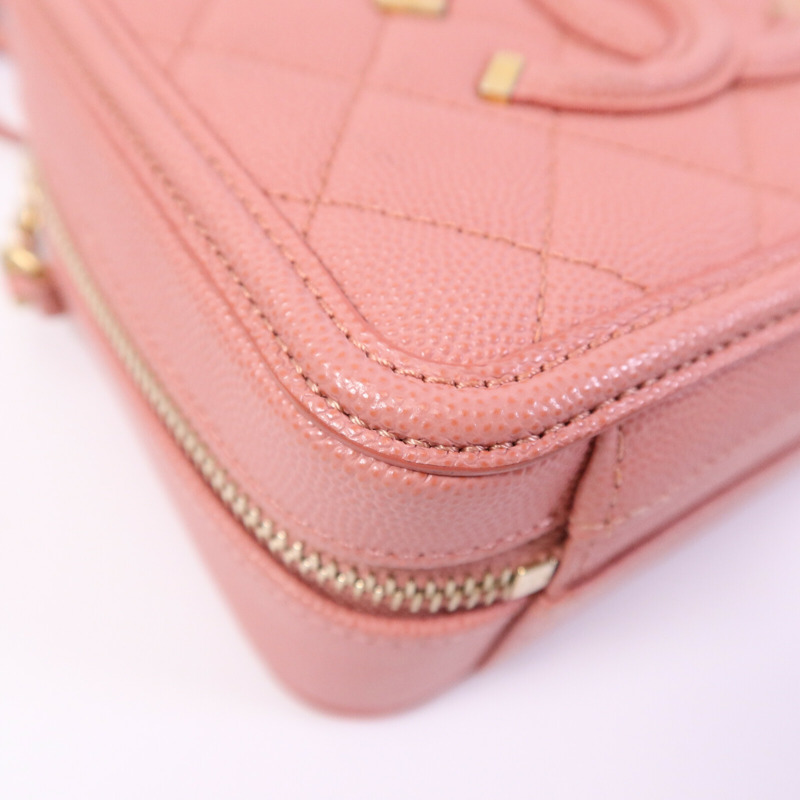 CHANEL 牛皮皮革Vanity Case 17cm鏈帶手挽肩背兩用袋-11
