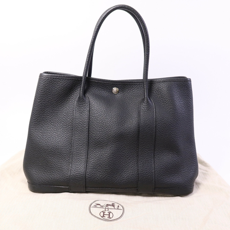 HERMES Negonda皮革GardenParty PM手挽袋Noir-9