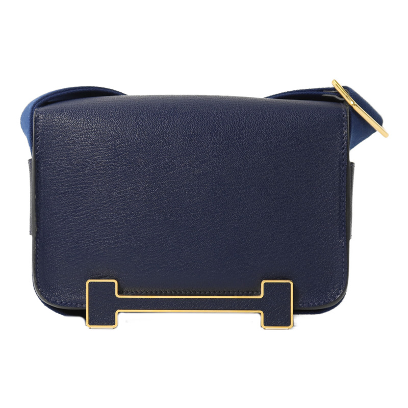 HERMES Chevre Mysore皮革Geta肩背袋Bleu Nuit-1