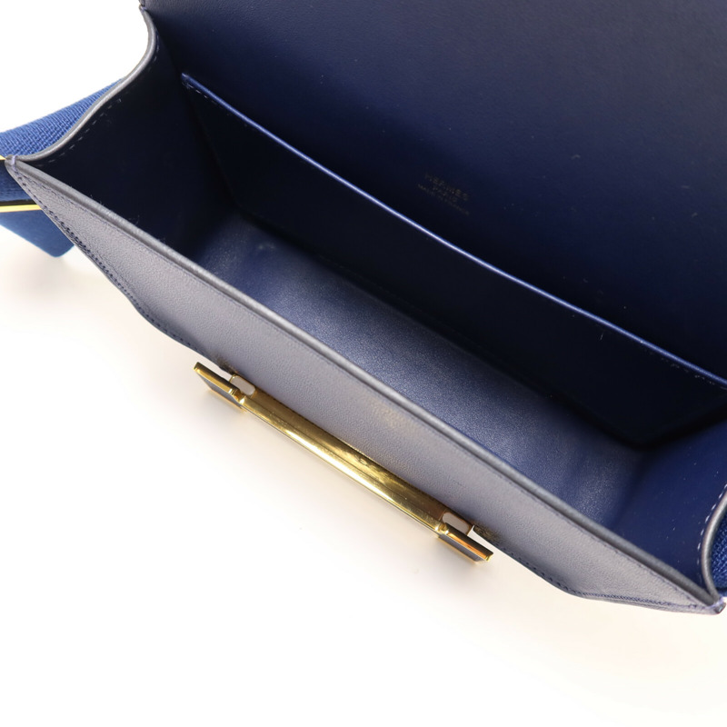 HERMES Chevre Mysore皮革Geta肩背袋Bleu Nuit-4