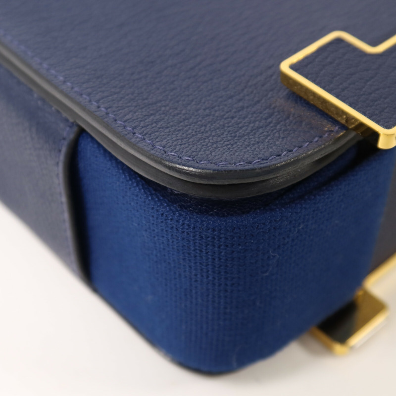 HERMES Chevre Mysore皮革Geta肩背袋Bleu Nuit-10