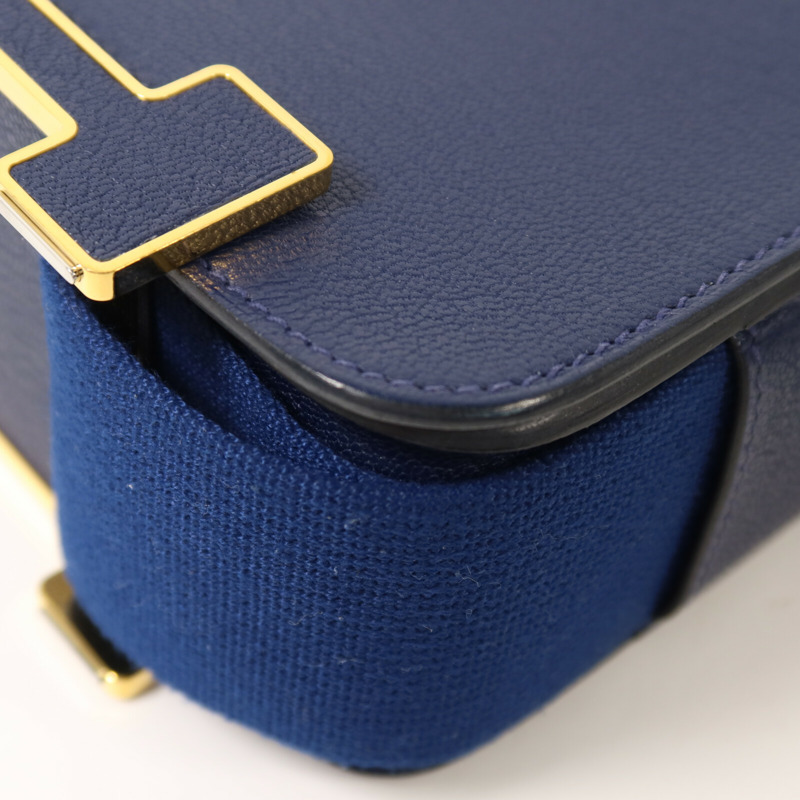 HERMES Chevre Mysore皮革Geta肩背袋Bleu Nuit-11