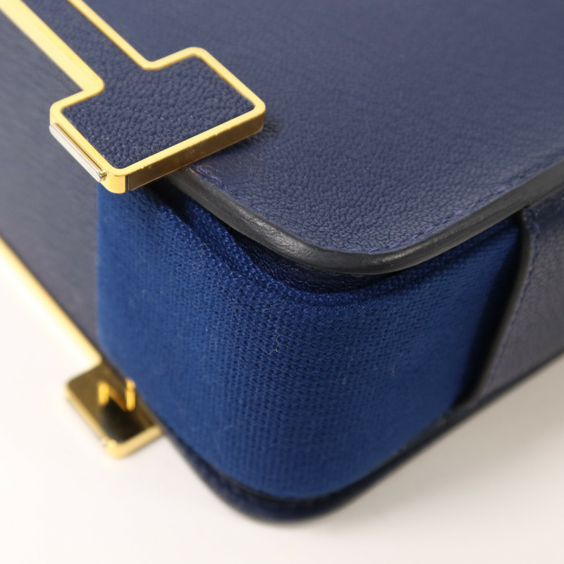 HERMES Chevre Mysore皮革Geta肩背袋Bleu Nuit-13