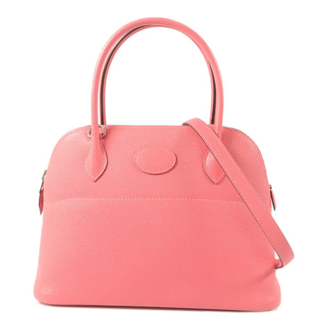 HERMES Epsom皮革Bolide 27手挽肩背兩用袋Rose Azalee