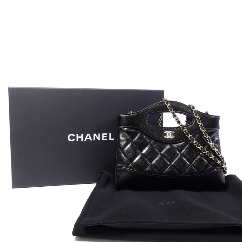 CHANEL 牛皮皮革Nano 31鏈帶肩背袋-9