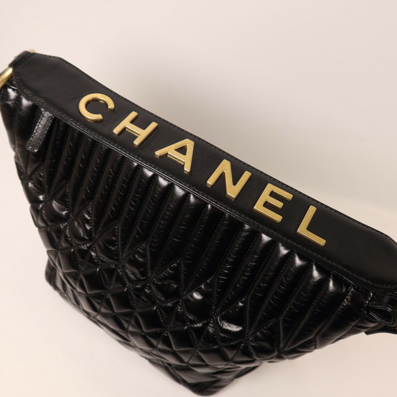 CHANEL 牛皮皮革Chain Shoulder鏈帶手挽肩背兩用袋-9