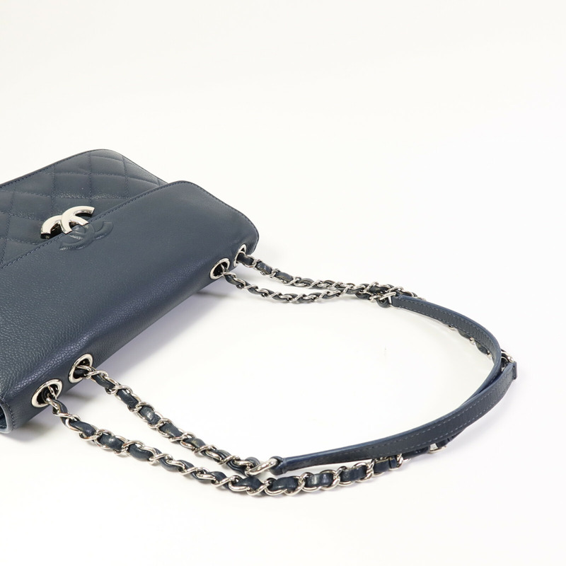 CHANEL 牛皮皮革Chain Shoulder鏈帶手挽肩背兩用袋-10