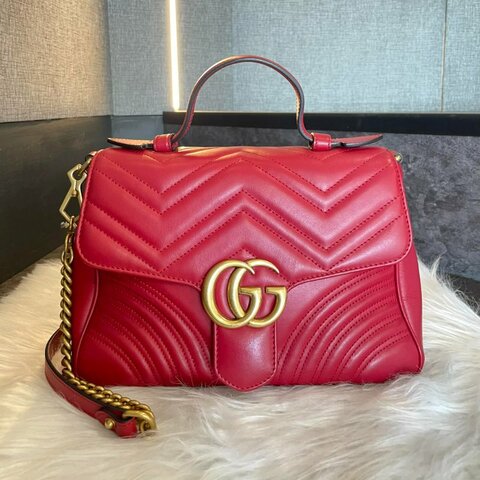 GUCCI 馬夢手提鏈包 紅色