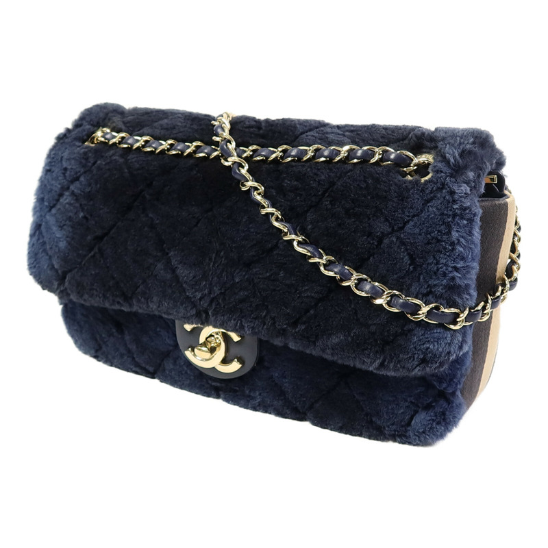 CHANEL 兔毛Flap Bag Medium鏈帶手挽肩背兩用袋-1