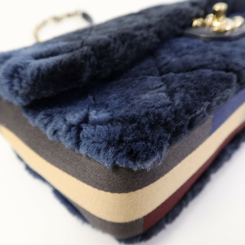 CHANEL 兔毛Flap Bag Medium鏈帶手挽肩背兩用袋-10