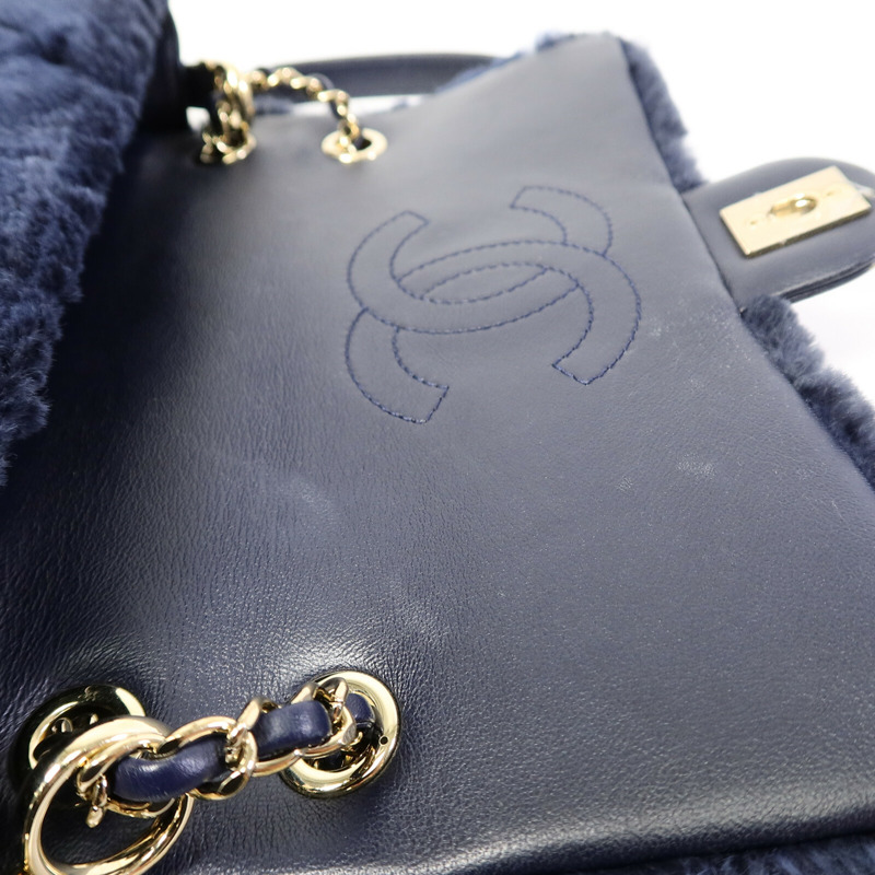 CHANEL 兔毛Flap Bag Medium鏈帶手挽肩背兩用袋-14
