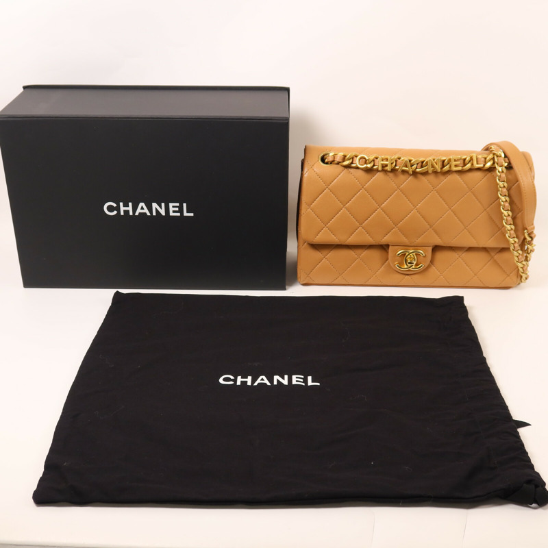 CHANEL 羊皮皮革Chain Shoulder鏈帶肩背袋-9