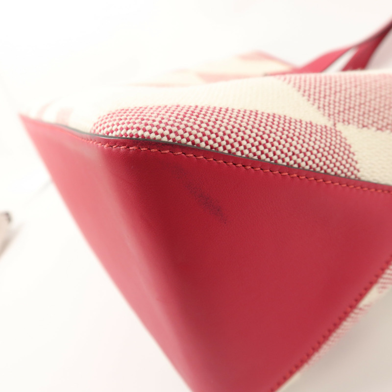 HERMES 帆布Biais 40手挽袋Framboise-15