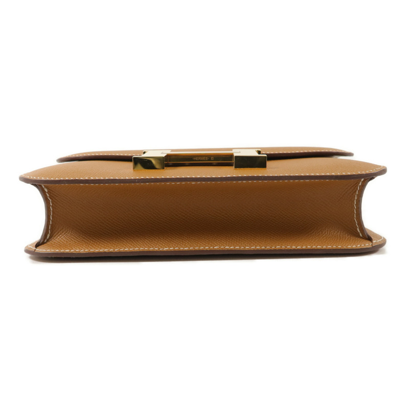 HERMES Epsom皮革Constance 24肩背袋Gold-3