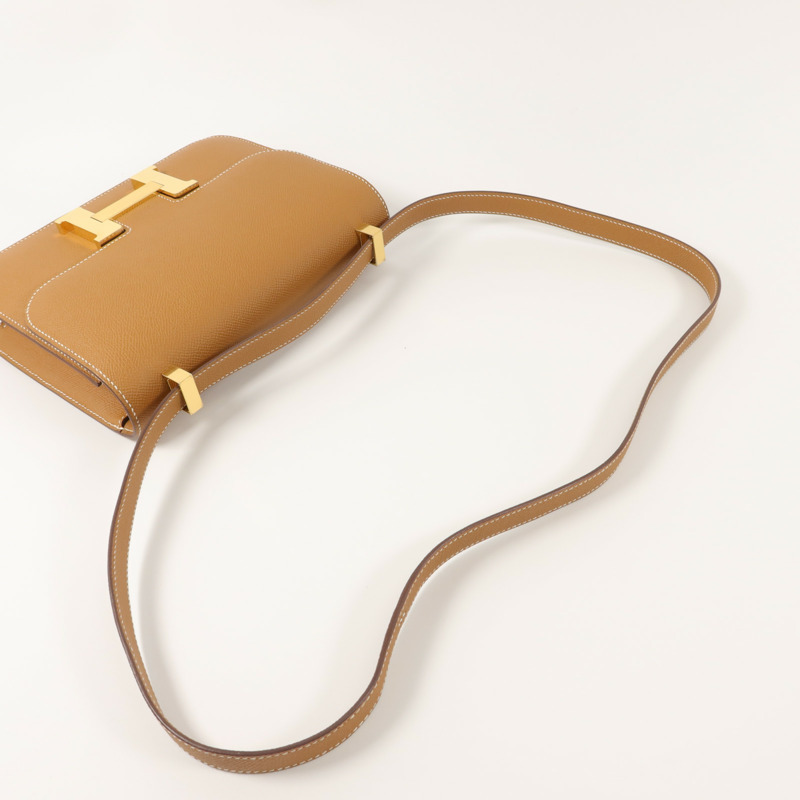 HERMES Epsom皮革Constance 24肩背袋Gold-7