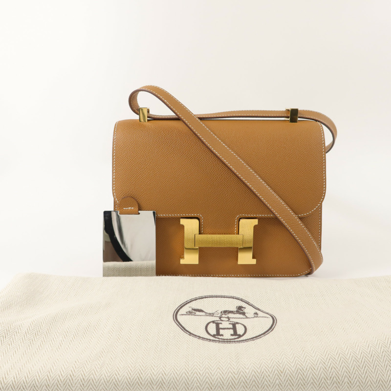HERMES Epsom皮革Constance 24肩背袋Gold-9
