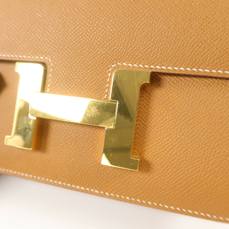 HERMES Epsom皮革Constance 24肩背袋Gold-10
