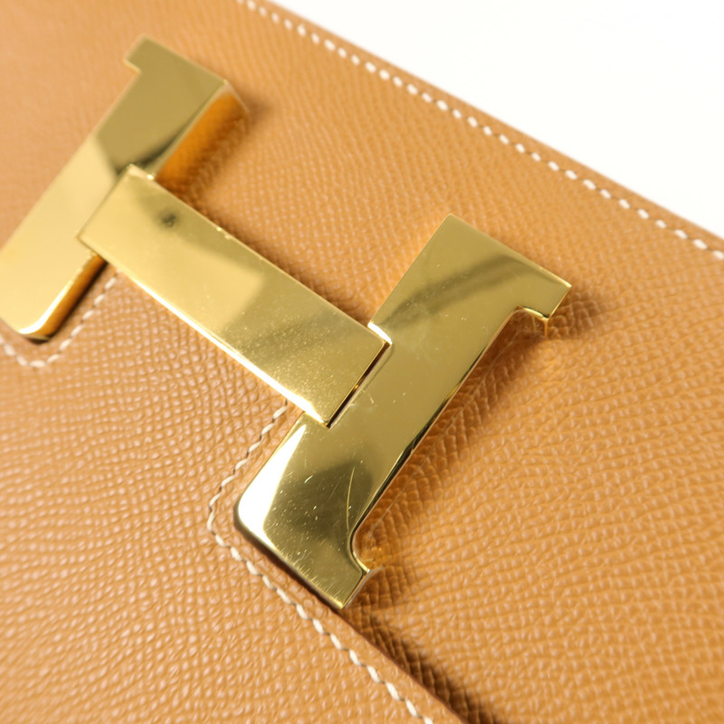 HERMES Epsom皮革Constance 24肩背袋Gold-11