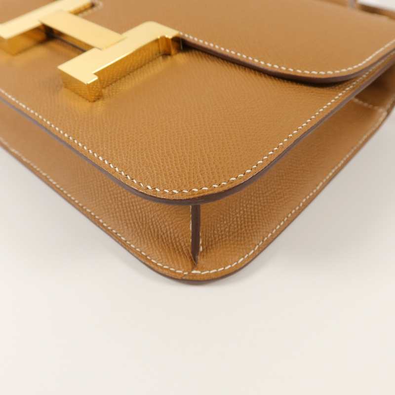 HERMES Epsom皮革Constance 24肩背袋Gold-12