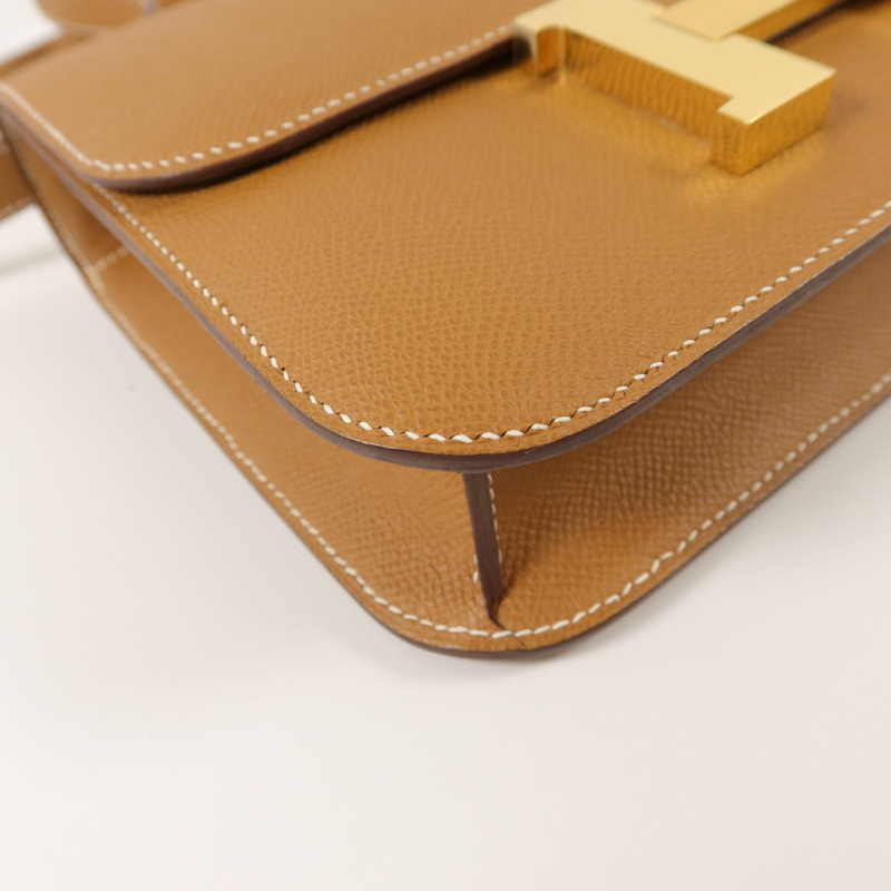 HERMES Epsom皮革Constance 24肩背袋Gold-13