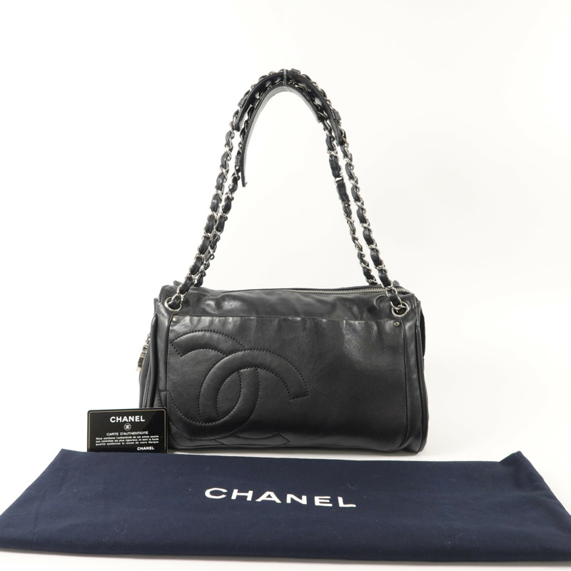 CHANEL 羊皮皮革Chain Shoulder Bag鏈帶肩背袋-9