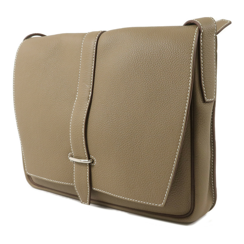 HERMES Clemence皮革Steve Light Junior肩背袋Etoupe-2