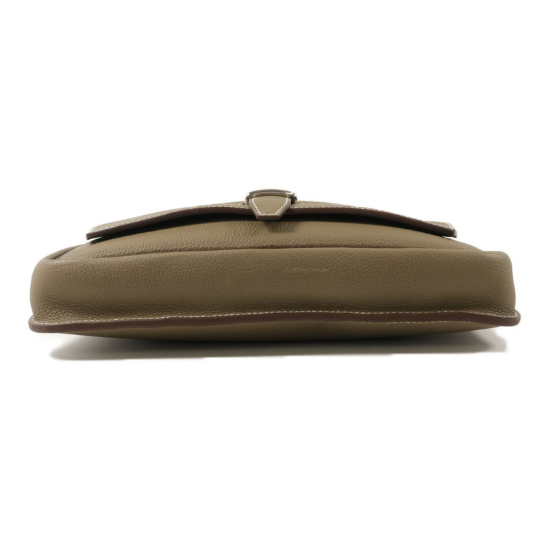 HERMES Clemence皮革Steve Light Junior肩背袋Etoupe-3