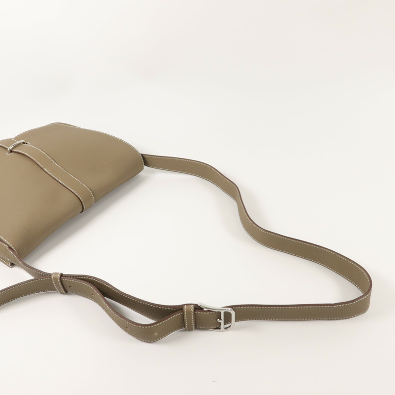 HERMES Clemence皮革Steve Light Junior肩背袋Etoupe-7