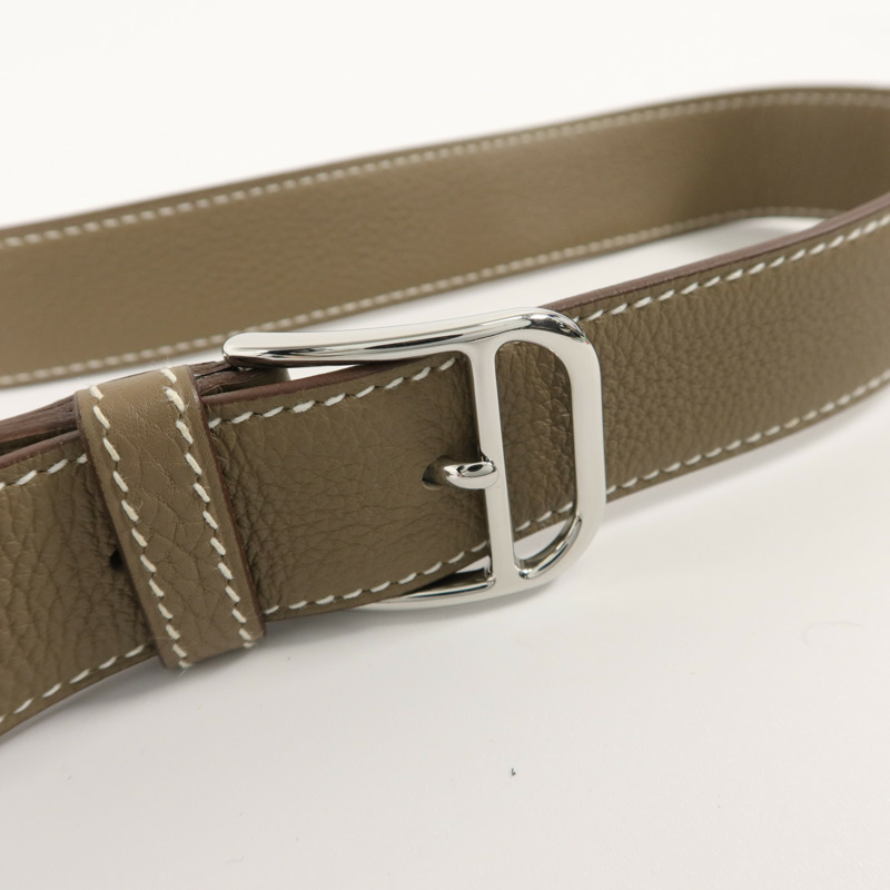 HERMES Clemence皮革Steve Light Junior肩背袋Etoupe-8