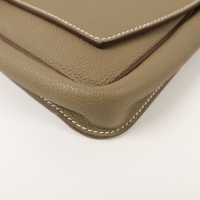 HERMES Clemence皮革Steve Light Junior肩背袋Etoupe-9
