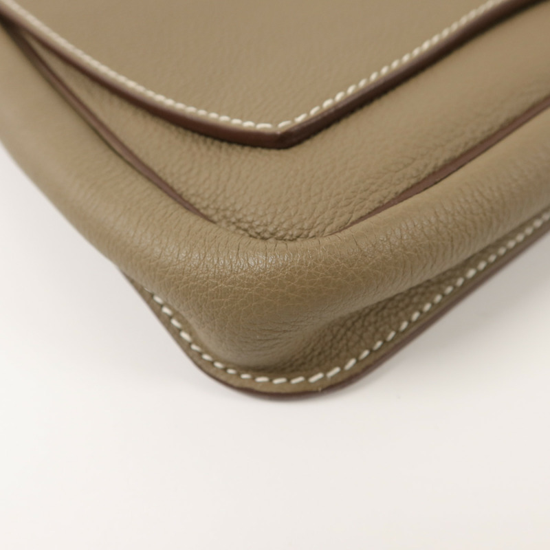 HERMES Clemence皮革Steve Light Junior肩背袋Etoupe-10