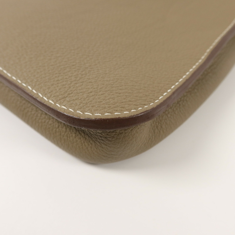 HERMES Clemence皮革Steve Light Junior肩背袋Etoupe-11