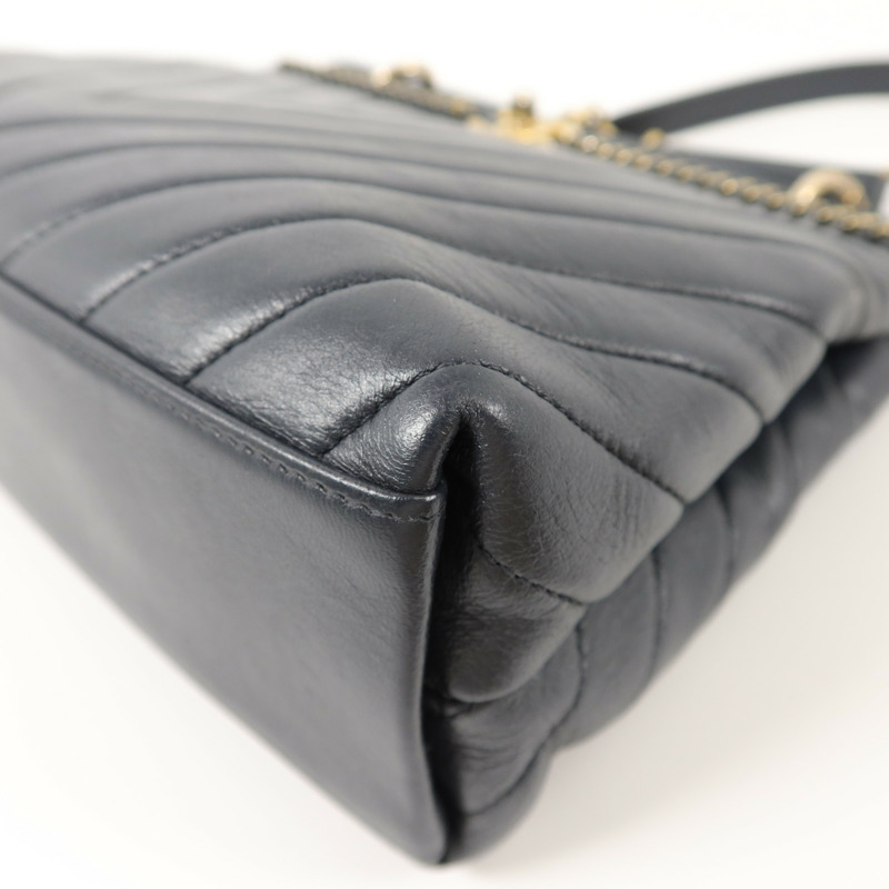 CHANEL 牛皮皮革Chevron V Stitch鏈帶手挽肩背兩用袋-10
