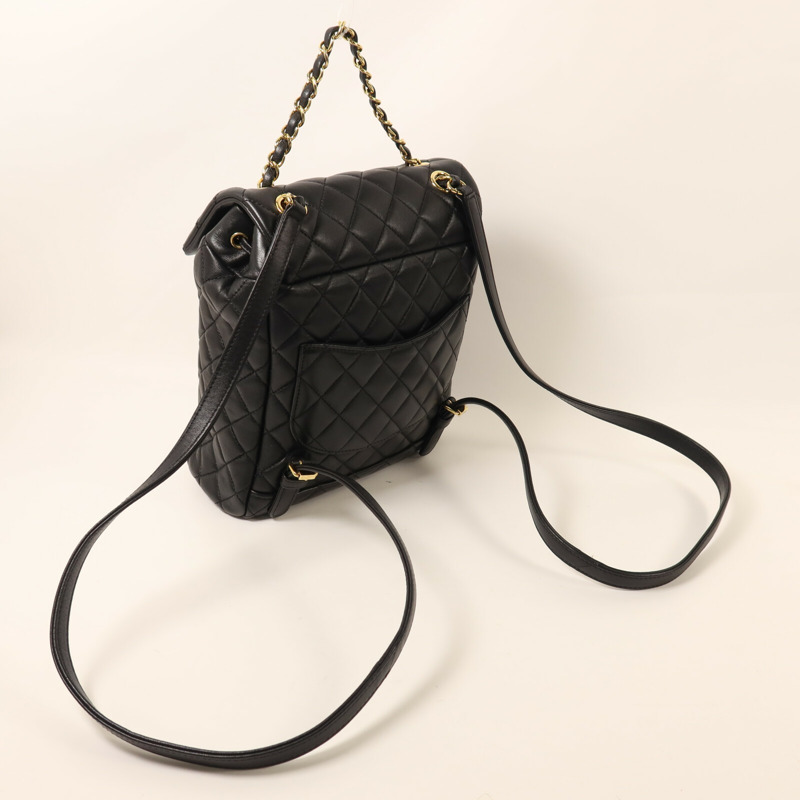 CHANEL 羊皮皮革Backpack鏈帶背包-8