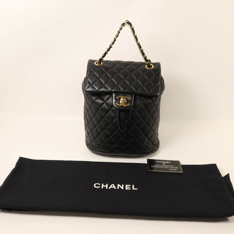CHANEL 羊皮皮革Backpack鏈帶背包-10
