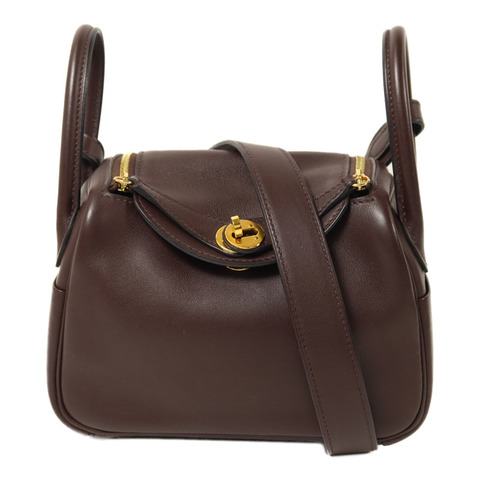 HERMES Swift皮革Mini Lindy手挽肩背兩用袋Rouge Sellier