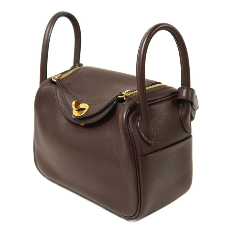 HERMES Swift皮革Mini Lindy手挽肩背兩用袋Rouge Sellier-2