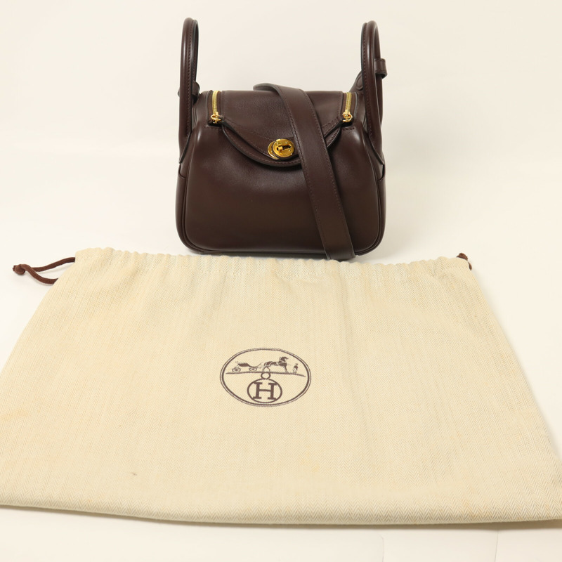 HERMES Swift皮革Mini Lindy手挽肩背兩用袋Rouge Sellier-8