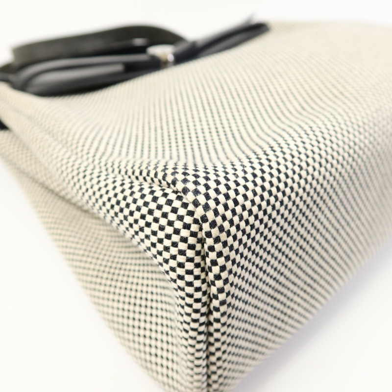 HERMES Toile H帆布Herbag PM手挽肩背兩用袋Ecru/Noir-11